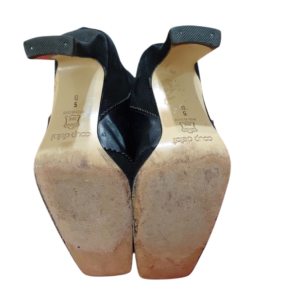 COUP D’ETAT Black Leather And Suede High Heeled Boots Size 5 - Picture 3 of 10